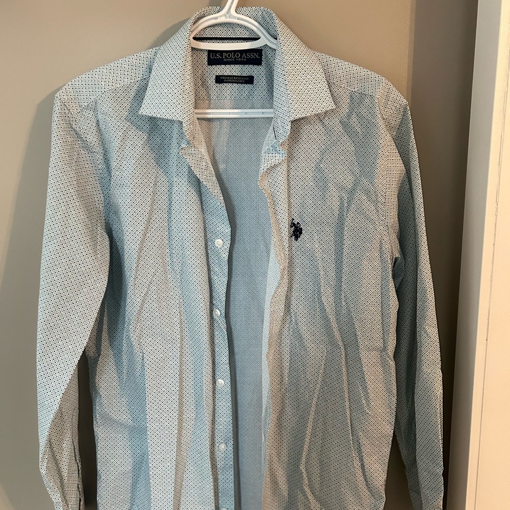 U.S. Polo Assn. White and Black Patterned Shirt